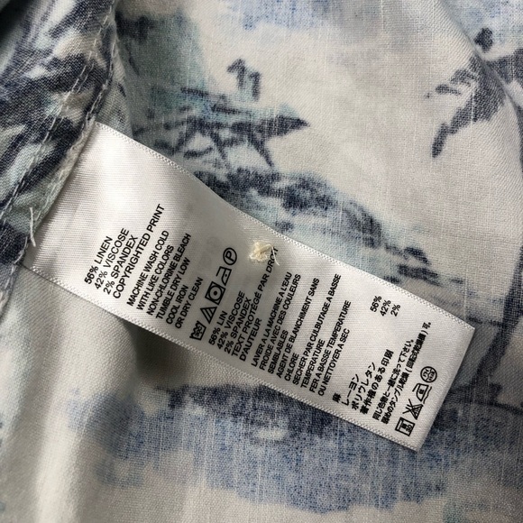 Tommy Bahama linen blend Long Roll up Sleeve tropical button down shirt size XS - Picture 6 of 8